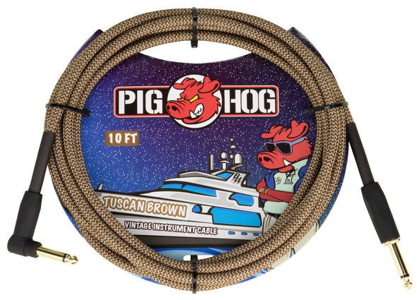 Pig Hog "Tuscan Brown" Instrument Cable, 10ft Right Angle