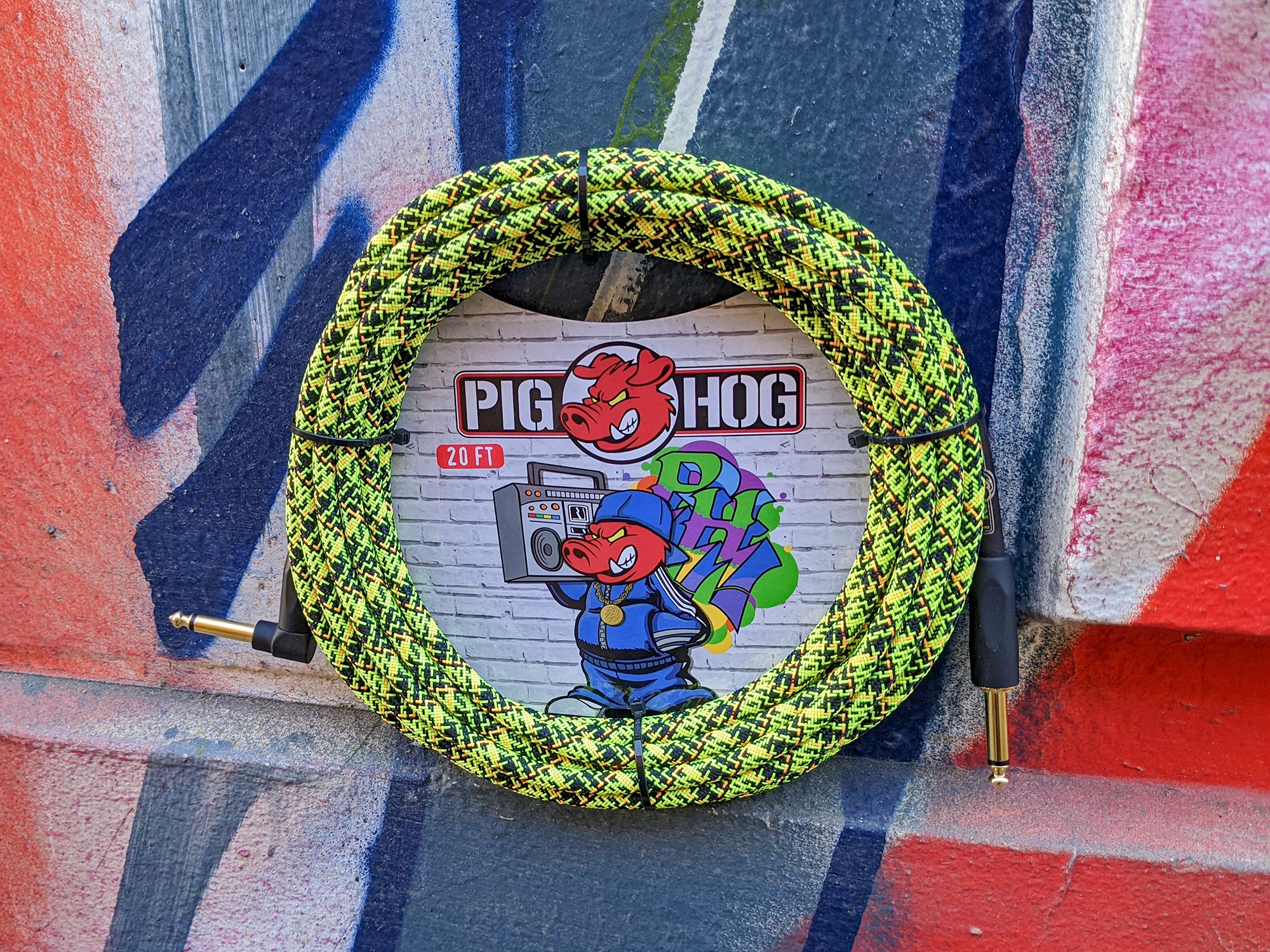 Pig Hog Rasta Stripes Instrumentkabel 6m Haakse Plug Pig Hog Rasta Stripes Instrumentkabel 6m Haakse Plug
