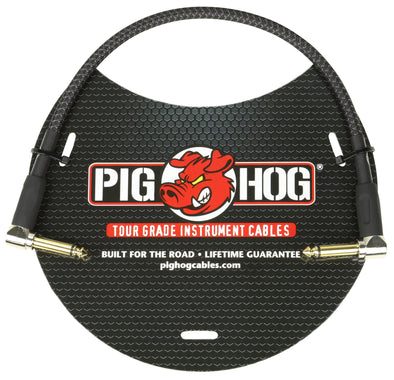 Pig Hog "Black Woven" 1ft Right Angled Patch Cable