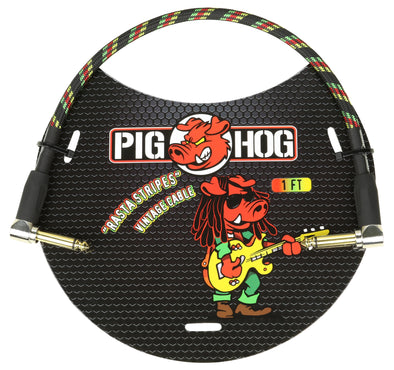 Pig Hog "Rasta Stripe" 1ft Right Angled Patch Cable