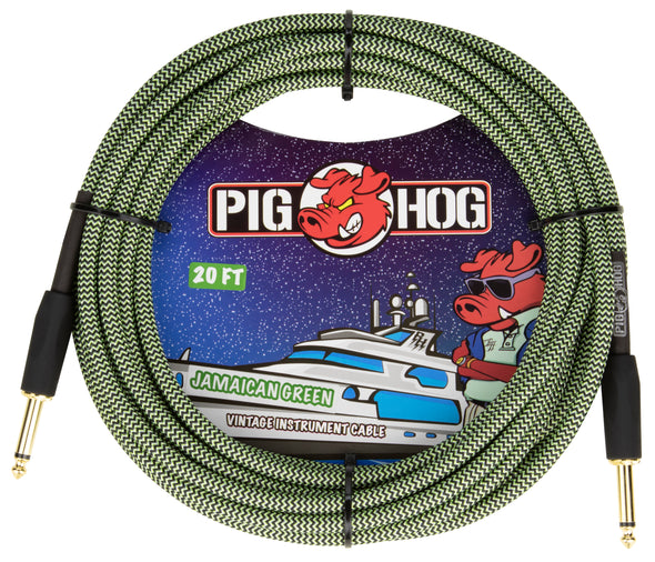 Pig Hog "Jamaican Green" Instrument Cable, 20ft
