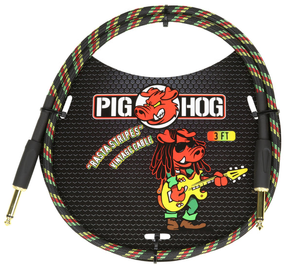 Pig Hog "Rasta Stripe" 3ft Patch Cable