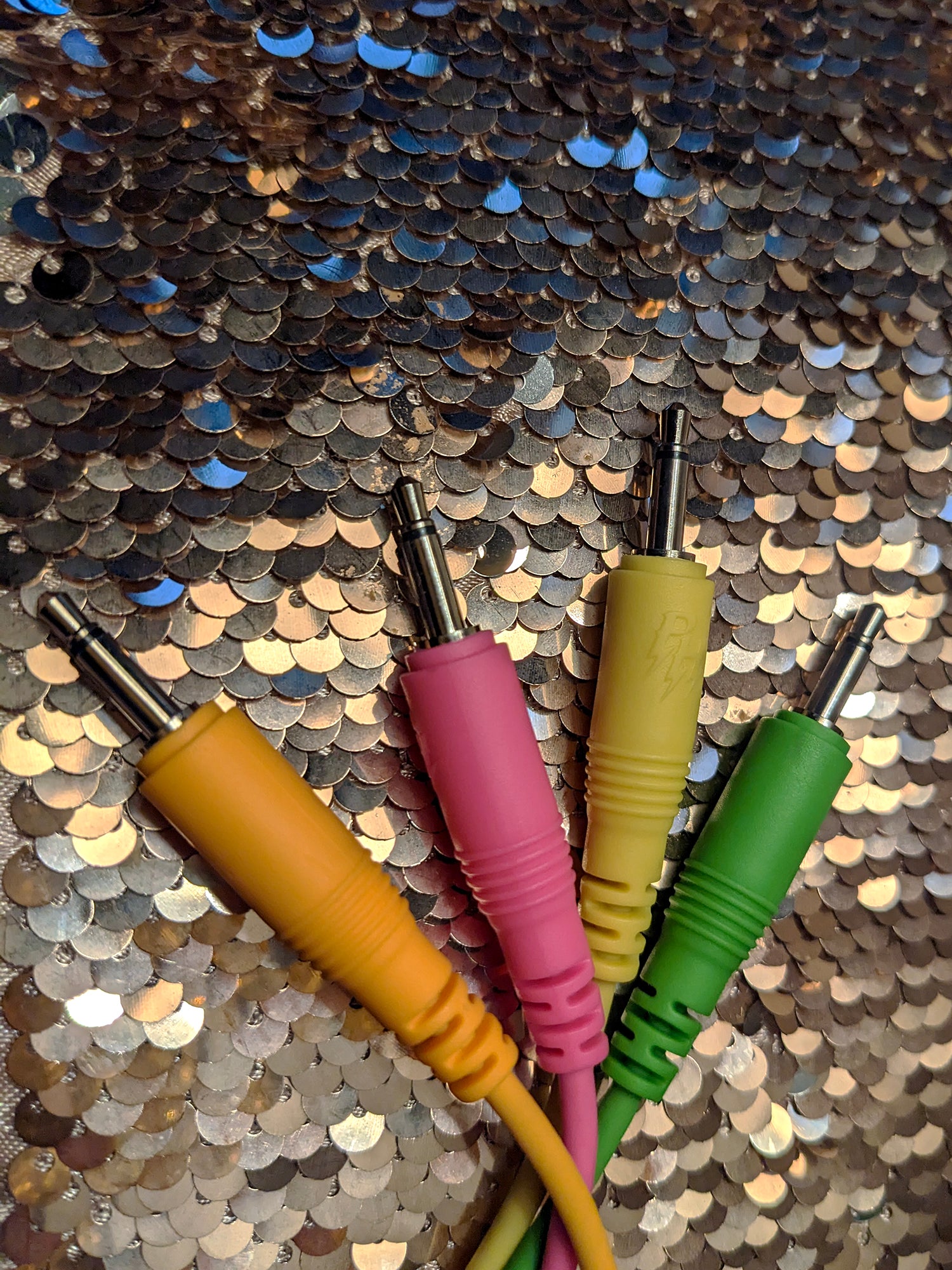 mono patch cables (Neon orange, neon green, neon yellow, neon pink)