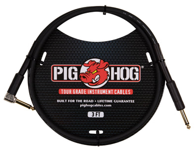 Pig Hog 3ft 1/4" - 1/4" Right Angle 8mm Inst. Cable