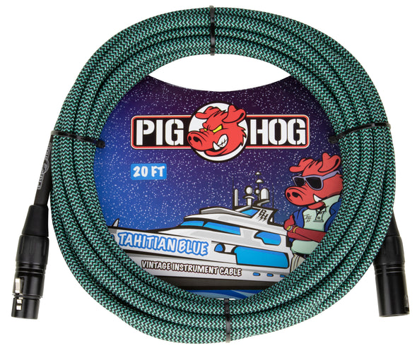 Pig Hog "Tahitian Blue" Woven Mic Cable, 20ft XLR