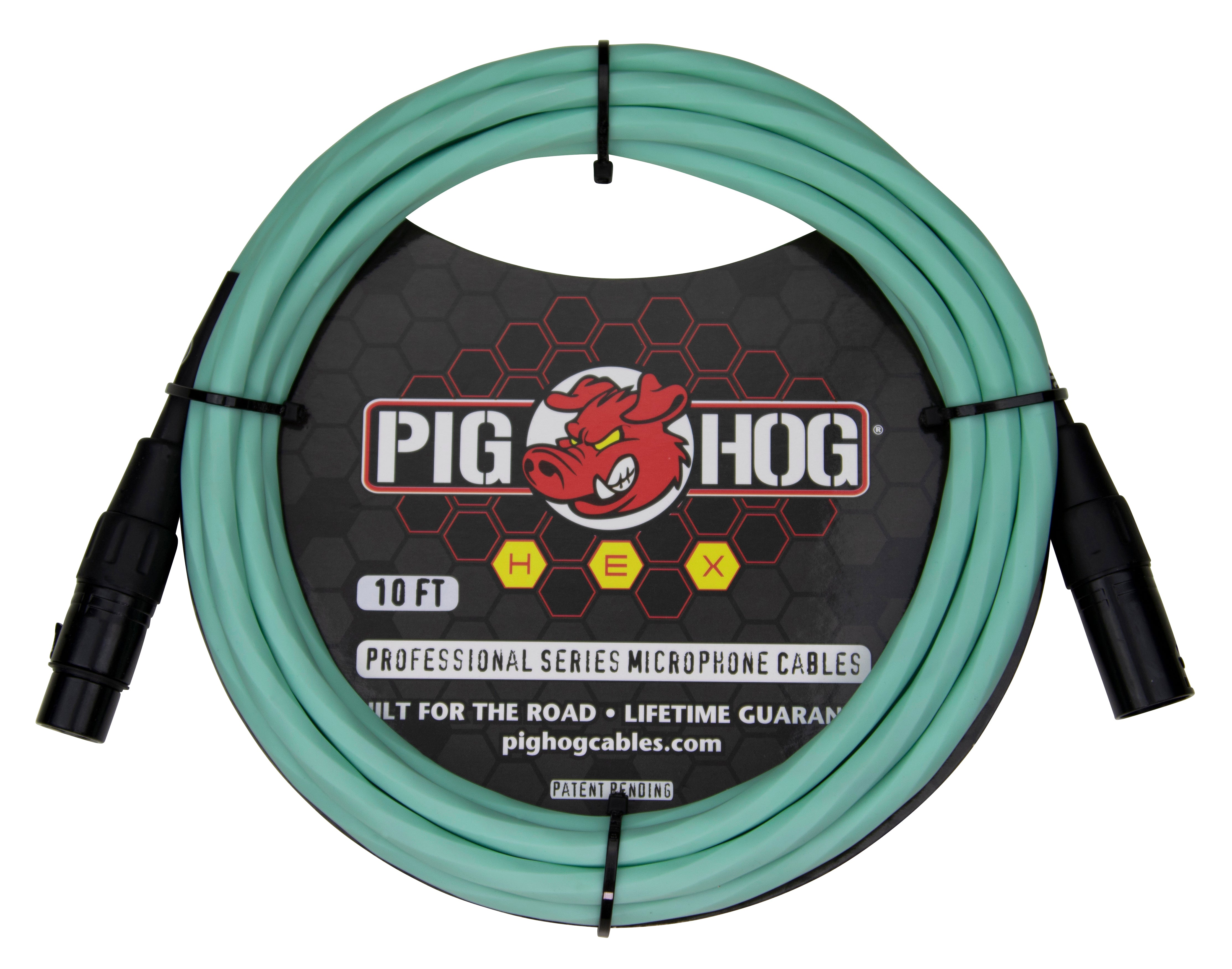 Pig Hog Hex Series Mic Cables - Seafoam Green