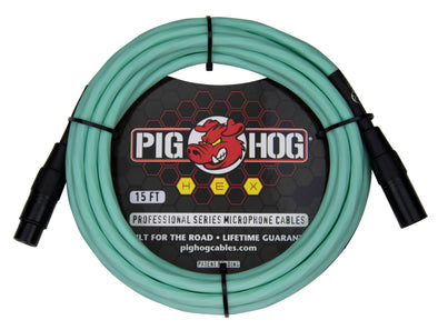 Pig Hog Hex Series Mic Cables 15ft. Seafoam Green