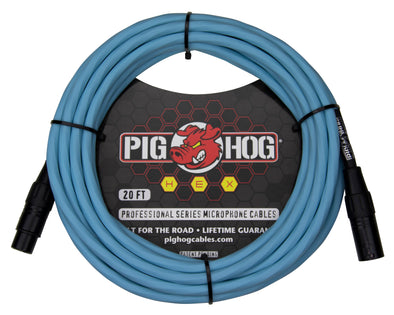 Pig Hog Hex Series Mic Cables 20ft. Daphne Blue