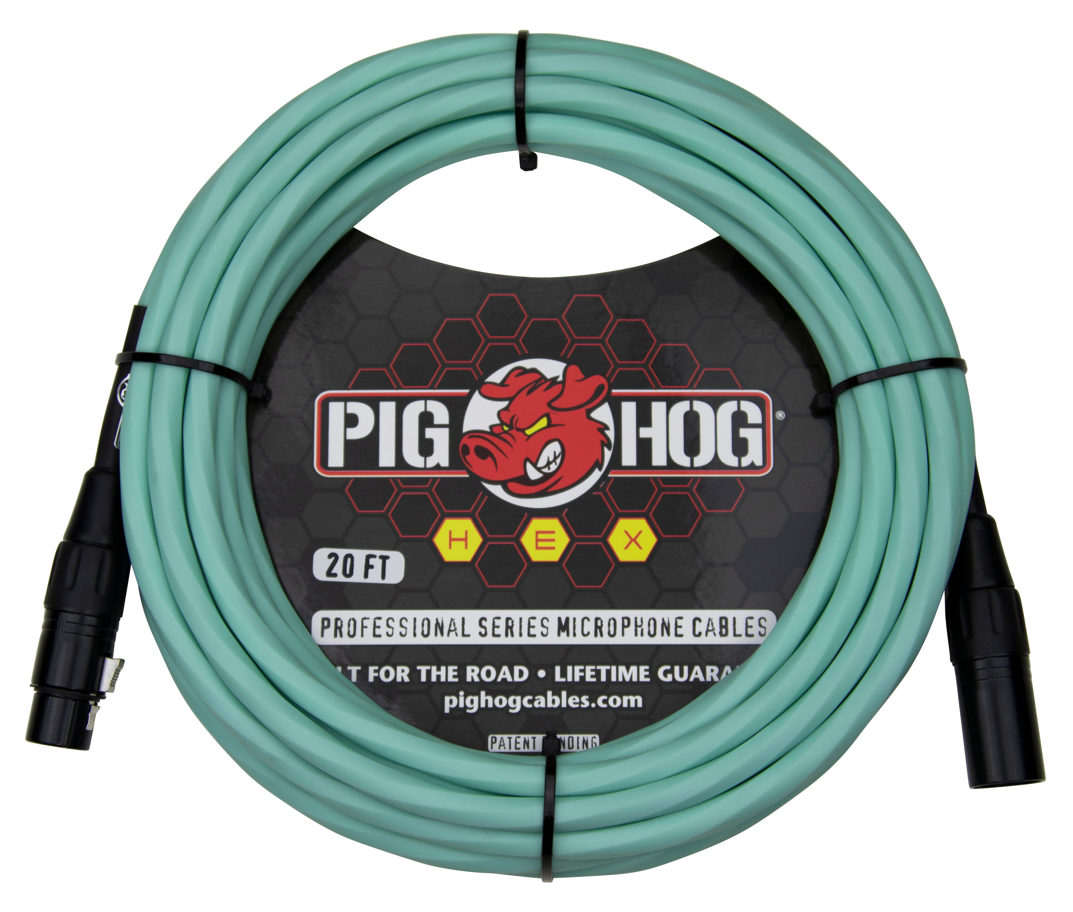 Pig Hog Hex Series Mic Cables - Seafoam Green