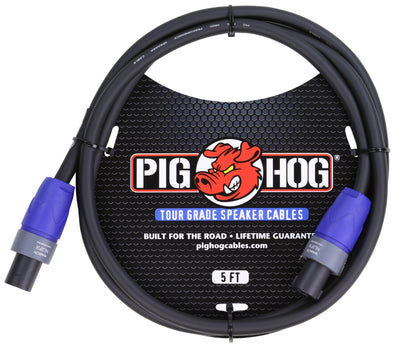 Pig Hog Speaker Cable, 5ft (14 gauge wire), Speakon to Speakon