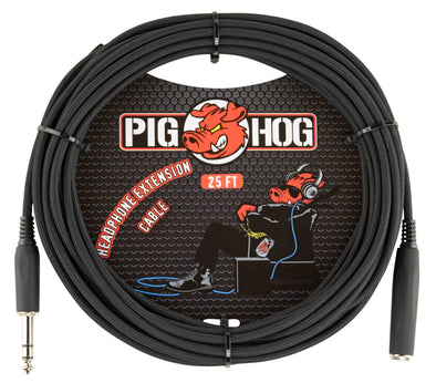 Pig Hog Solutions - 25ft Headphone Extension Cable, 1/4", Black Woven