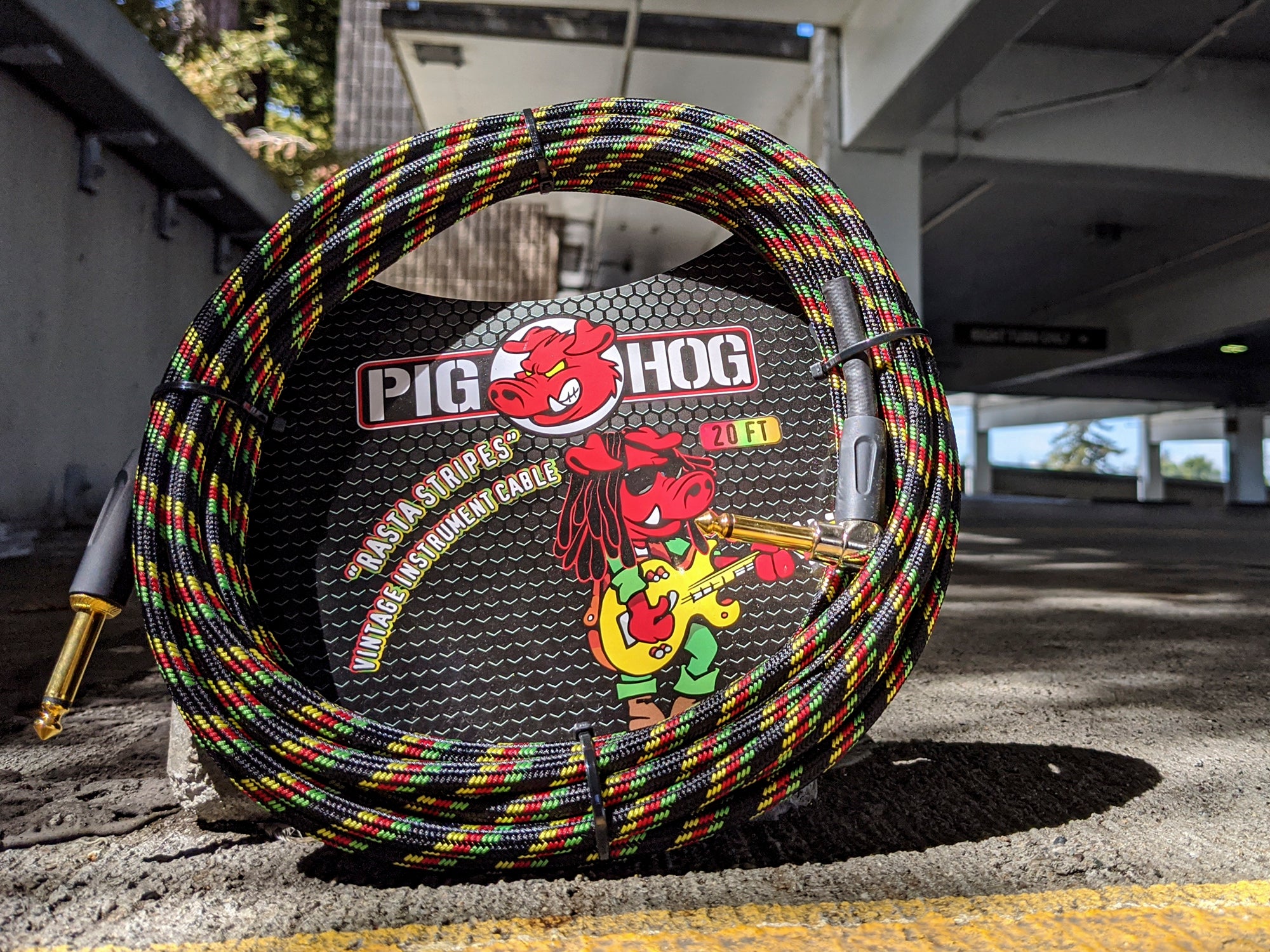 Pig Hog "Rasta Stripes" Instrument Cable, Right Angle