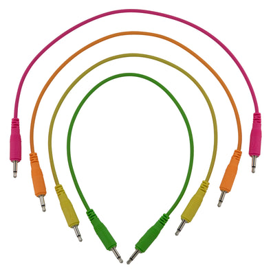 4 pk 12" mono patch cables (Neon orange, neon green, neon yellow, neon pink)