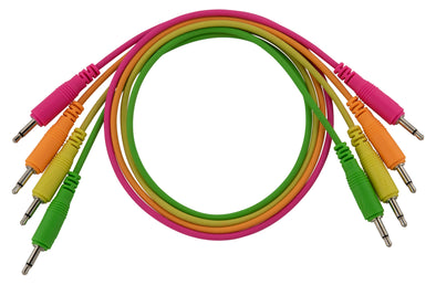4 pk 18" mono patch cables (Neon orange, neon green, neon yellow, neon pink)