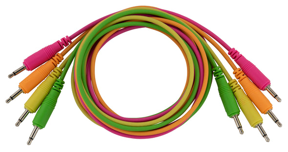 4 pk 48" mono patch cables (Neon orange, neon green, neon yellow, neon pink)