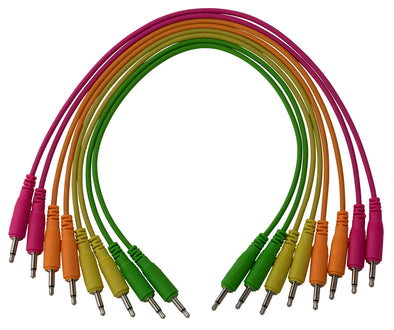 8 pk 12" mono patch cables (Neon orange, neon green, neon yellow, neon pink)