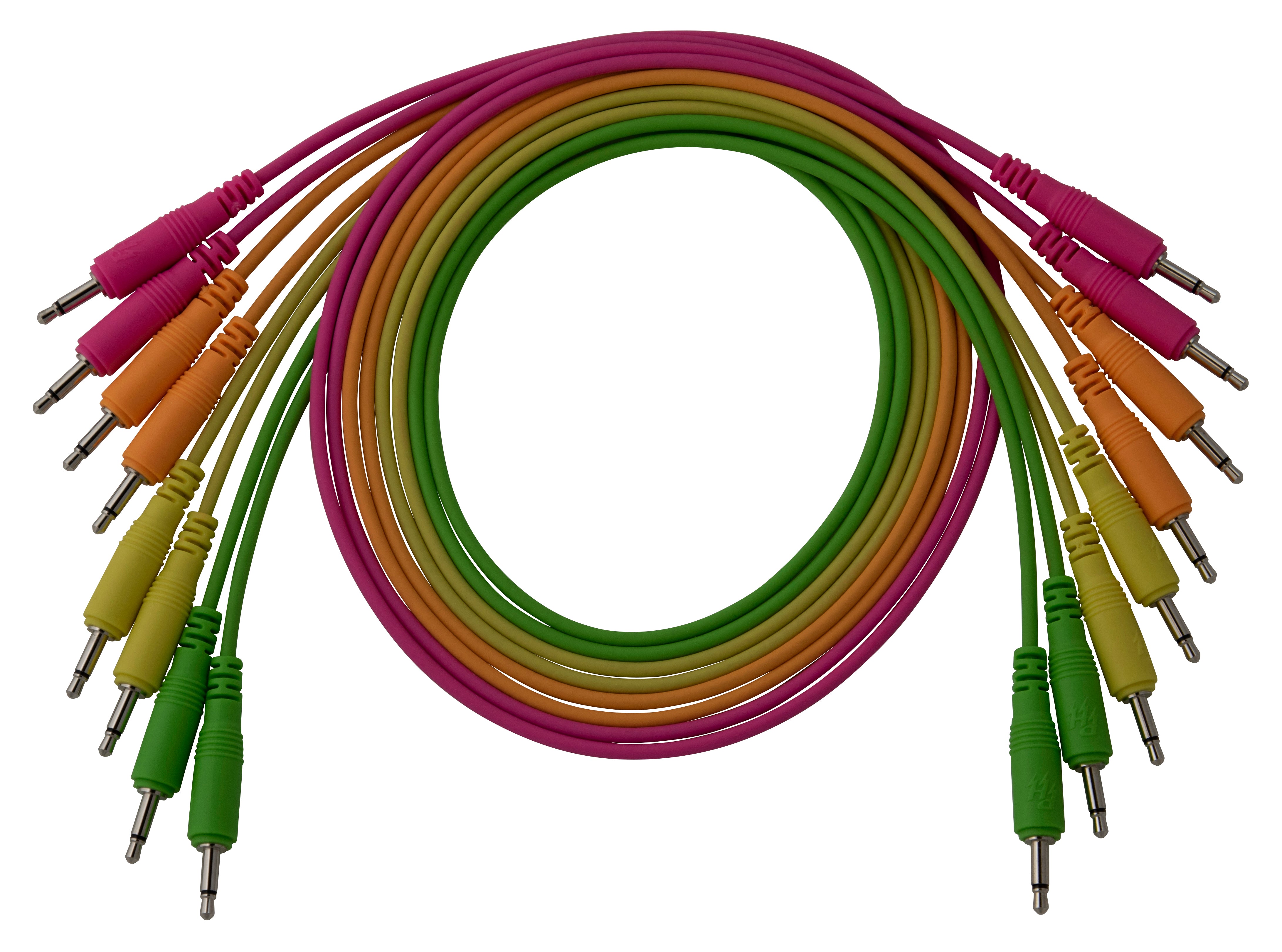 mono patch cables (Neon orange, neon green, neon yellow, neon pink)