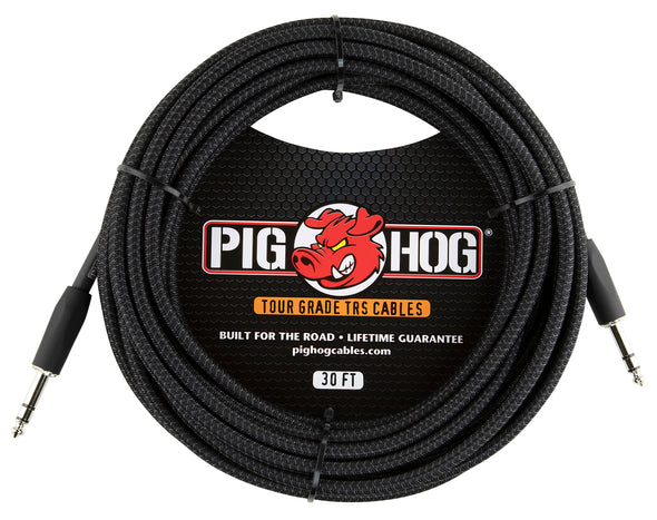 Pig Hog Vintage Series “Black Woven” TRS Cable, 30 ft